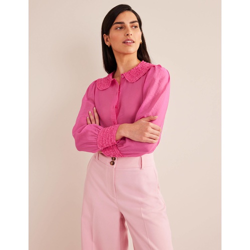 보덴 Boden Ruffle Detail Organza Shirt - Shocking Pink