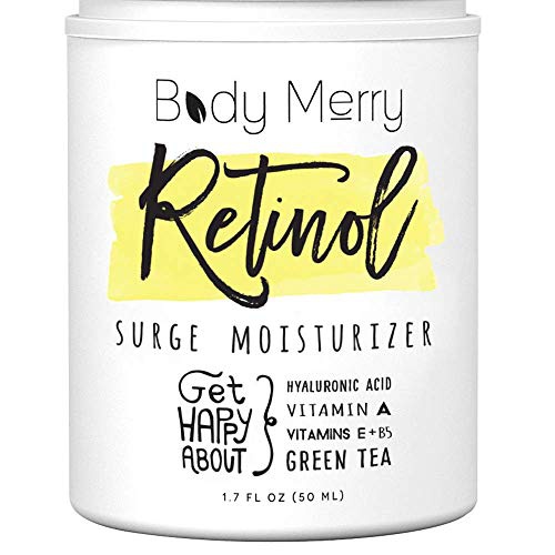  Body Merry Retinol Cream & Moisturizer for Face, Body & Eyes w Hyaluronic Acid for Anti Aging, Wrinkles & Acne; Use Day or Night! 1.7oz