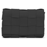 Bottega Veneta Intrecciato Leather Crossbody Bag_BLACK/ SILVER