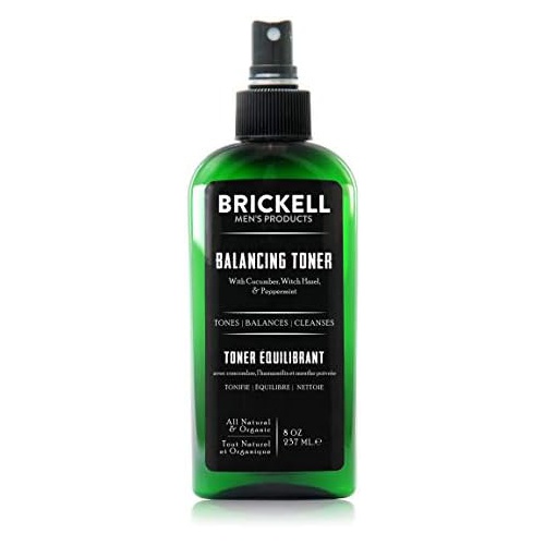  Brickell Men's Products Brickell Mens Balancing Toner For Men, Natural and Organic Alcohol-Free Cucumber, Mint Facial Toner with Witch Hazel, 8 Ounce, Scented