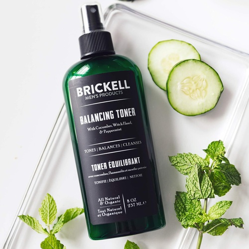  Brickell Men's Products Brickell Mens Balancing Toner For Men, Natural and Organic Alcohol-Free Cucumber, Mint Facial Toner with Witch Hazel, 8 Ounce, Scented