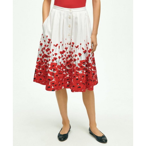 브룩스브라더스 Stretch Cotton Poppy Print Flare Skirt