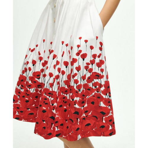 브룩스브라더스 Stretch Cotton Poppy Print Flare Skirt