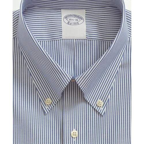 브룩스브라더스 Stretch Supima Cotton Non-Iron Pinpoint Oxford Button-Down Collar, Candy Stripe Dress Shirt
