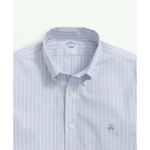 브룩스브라더스 Stretch Cotton Non-Iron Oxford Polo Button-Down Collar, Outline Striped Shirt