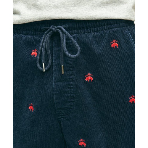 브룩스브라더스 Stretch Cotton Logo Embroidered Drawstring Friday Corduroy Shorts