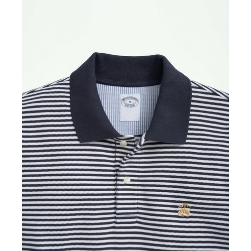 브룩스브라더스 Golden Fleece Stretch Supima Cotton Pique Long-Sleeve Feeder Striped Polo Shirt