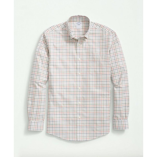 브룩스브라더스 Stretch Supima Cotton Non-Iron Twill Polo Button Down Collar, Tattersall Shirt