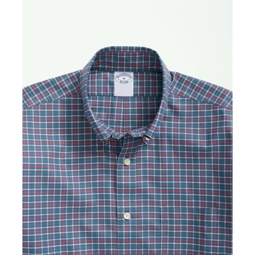 브룩스브라더스 Stretch Supima Cotton Non-Iron Twill Polo Button Down Collar, Mini Checked Shirt