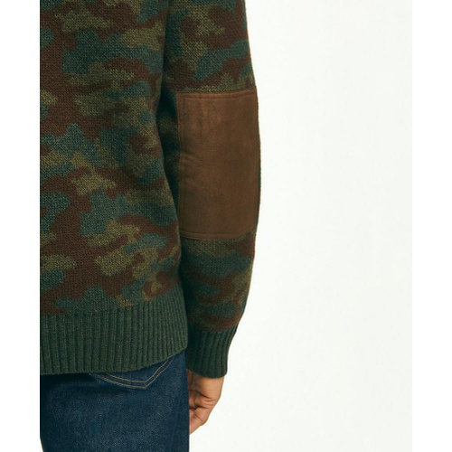 브룩스브라더스 Merino Wool Stand Collar Camouflage Zip Cardigan