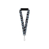 Buckle-Down Unisex adults Lanyard - 10 Stitch Poses/Hibiscus Sketch Black/Gray/Blue Key Chain, Multicolor, One Size US