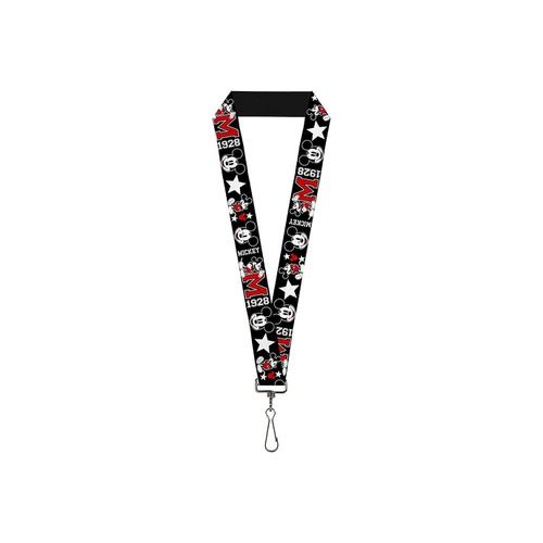  Buckle-Down Lanyard-10-Classic Mickey Mouse 1928 Collage Black/Whit