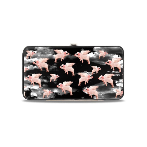  Womens Buckle-down Hinge - Flying Pigs Black/White/Pink Wallet, Multicolor, 7 x 4 US