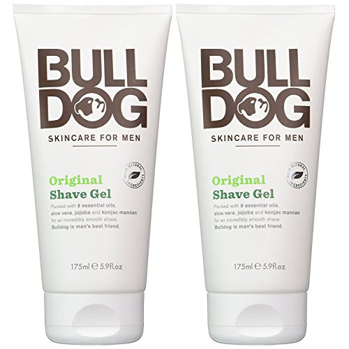  Bulldog Skincare for Men Original Shave Gel (Pack of 2) With 8 Essential Oils, Aloe Vera, Jojoba and Konjac Mannam, 5.9 fl. oz.