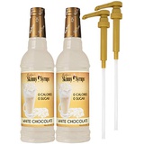 Jordans Skinny Syrups Sugar Free White Chocolate 750 ml Bottles (Pack of 2) with 2 By The Cup Syrup Pumps