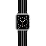 CASETiFY Black Stripe Saffiano Faux Leather Apple Watch Strap_BLACK/ SILVER