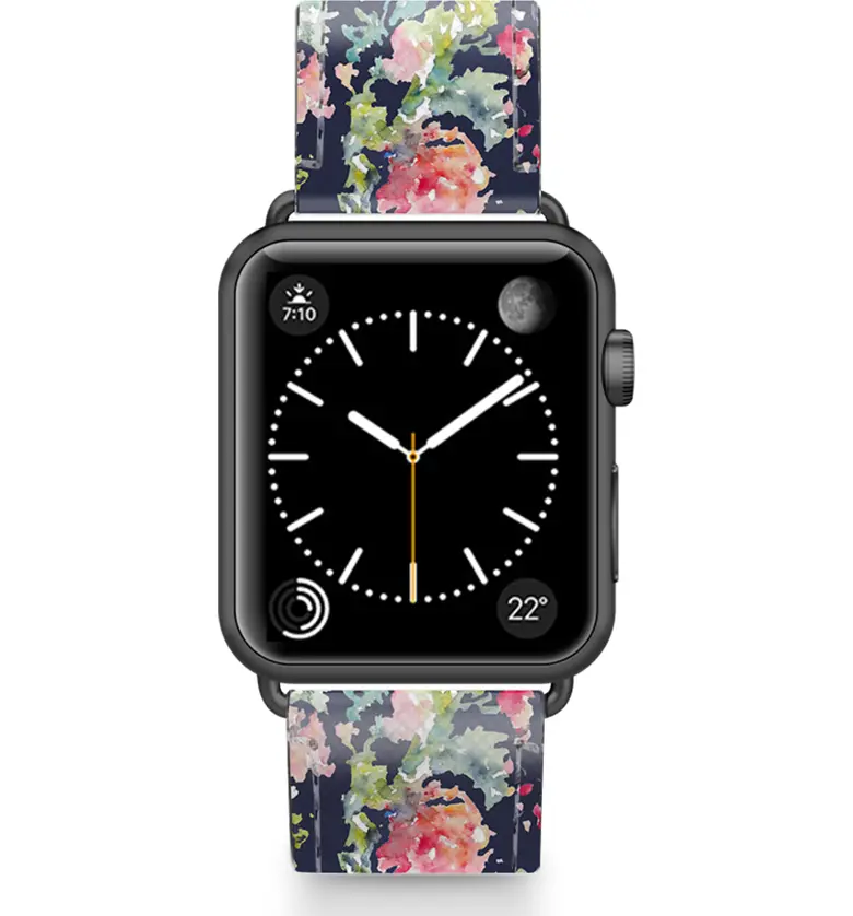 CASETiFY Keepsake Saffiano Faux Leather Apple Watch Strap_BLUE/ BLACK