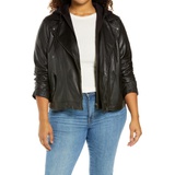 Caslon Leather Moto Jacket with Removable Hood_BLACK