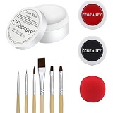 CCbeauty Clown Makeup Kit Professional White Black Red Face Paint Joker Dress Up with 6 Wooden Brushes,Red Nose,Foundation Cream for Vampire Halloween