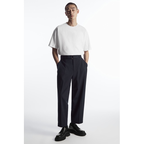 COS RELAXED BELTED WOOL-BLEND PANTS