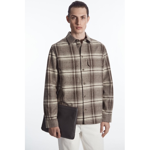 COS CHECKED WOOL-FLANNEL OVERSHIRT