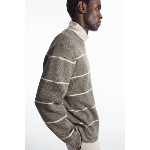 COS STRIPED WOOL AND YAK-BLEND SWEATER