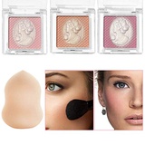 CSS Cheek Kiss Face Blush Makeup - Cheekers Blendable & Buildable Powder Blush, Lightweight Blusher and Cheek Color (3 Shades + 1 Makeup Sponge)
