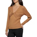 Calvin Klein Long Sleeve V-Neck with Twist Detail