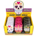 Candy Envy Sugar Skulls Candy Filled Tins - Dia De Los Muertos Hard Candy - Include How to Build a Candy Buffet Guide (18 Pack Display)