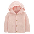 Baby Girls Hooded Button Down Long Sleeved Cardigan