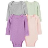 Baby Girls Long Sleeve Bodysuits Pack of 4