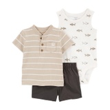 Baby Boys Little Shorts T-shirt and Bodysuit 3 Piece Set