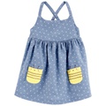 Baby Girls Polka Dot Bee Sleeveless Dress
