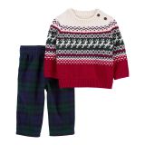 Carters 2-Piece Holiday Sweater & Twill Flannel Pant Set
