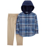 Carters Toddler 2-Piece Plaid Hooded Button-Front & Pant Set