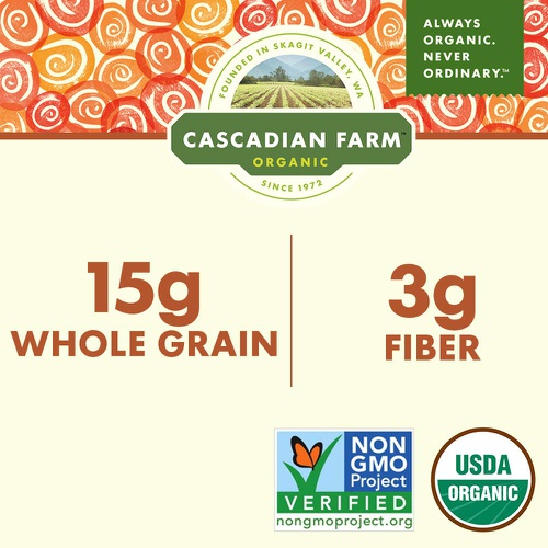  Cascadian Farm Organic Cinnamon Crunch Cereal, Whole Grain Cereal, 9.2 oz