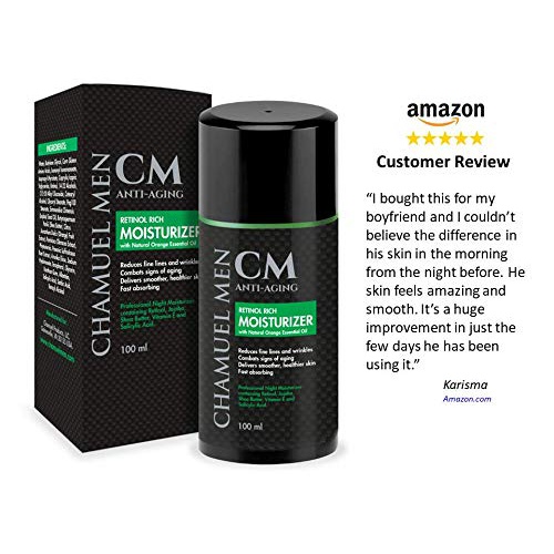  Chamuel Men’s Anti Aging Face Cream with 2.5% Retinol  Mens Face Moisturizer Retinol Cream - Restore and Maintain a Youthful Appearance while You Sleep.