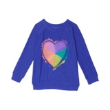 Chaser Kids Rainbow Heart RPET Cozy Knit Raglan Pullover (Toddler/Little Kids)