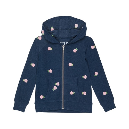  Chaser Kids Embroidered Rose Bud Cozy Knit Zip-Up Hoodie (Toddleru002FLittle Kids)