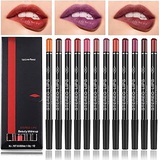 Lip Liner Pencil Set, 12 Color Matt Smooth Waterproof Natural Long Lasting Make Up Lipliners by Chnaivy