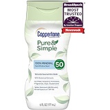 Coppertone Pure & Simple SPF 50 Sunscreen Lotion, Water Resistant, Hypoallergenic, Dermatologically Tested, Plus 100% Natural Botanicals,Broad Spectrum UVA/UVB Protection,White, 6