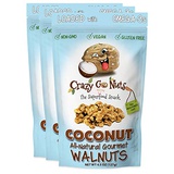 Crazy Go Nuts Walnuts - Coconut, 4.5 oz (3-Pack) - Healthy Snacks, Vegan, Gluten Free, Superfood - Natural, Non-GMO, ALA, Omega 3 Fatty Acids, Good Fats, and Antioxidants