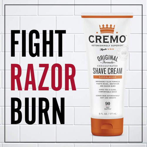  Cremo Barber Grade Shave Cream, Astonishingly Superior Ultra-Slick Shaving Cream Fights Nicks, Cuts and Razor Burn, Sandalwood 12 Fl Oz (Pack of 2)