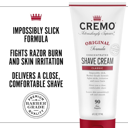  Cremo Barber Grade Original Shave Cream, Astonishingly Superior Ultra-Slick Shaving Cream Fights Nicks, Cuts and Razor Burn, 6 Oz