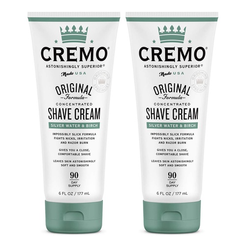  Cremo Barber Grade Cooling Shave Cream, Astonishingly Superior Ultra-Slick Shaving Cream Fights Nicks, Cuts and Razor Burn, 6 Oz (2-Pack)