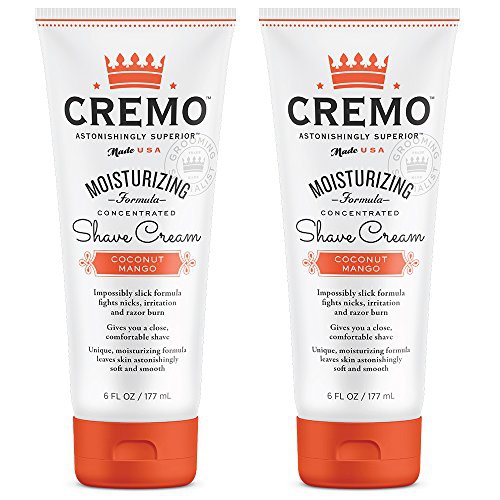  Cremo Coconut Mango Moisturizing Shave Cream, Astonishingly Superior Ultra-Slick Shaving Cream for Women Fights Nicks, Cuts and Razor Burn, 6 Oz (2-Pack)