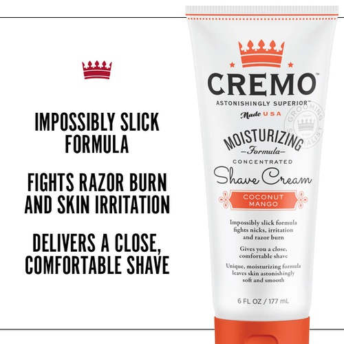  Cremo Coconut Mango Moisturizing Shave Cream, Astonishingly Superior Ultra-Slick Shaving Cream for Women Fights Nicks, Cuts and Razor Burn, 6 Oz (2-Pack)