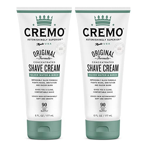  Cremo Barber Grade Silver Water & Birch Shave Cream, 12 Fl Oz (Pack of 2)