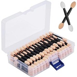 Cuttte 120PCS Disposable Dual Sides Eye Shadow Sponge Applicators with Container, 2.44 Length Eyeshadow Brushes Makeup Applicator