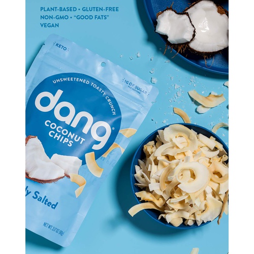  Dang Keto Toasted Coconut Chips | Lightly Salted Unsweetened | 1 Pack | Keto Certified, Vegan, Gluten Free, Paleo Friendly, Non GMO, Healthy Snacks Made with Whole Foods | 3.17 Oz